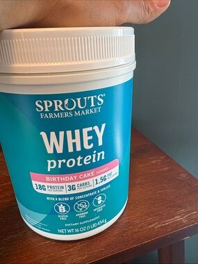 Sprouts Farmers Market Whey Protein - Birthday Cake - Teal & White